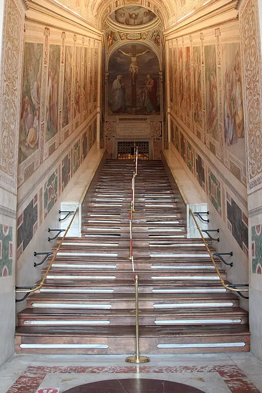 The Holy Stairs inside the Scala Santa sanctuary, Rome