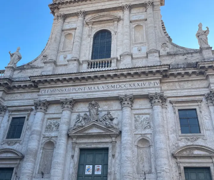 Facade and main entrance of the Basilica of San Giovanni dei Fiorentini in Rome