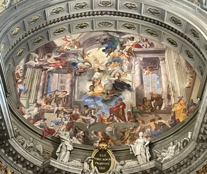 Apse fresco depicting the vocation of St Ignatius at Sant'Ignazio di Loyola, Rome