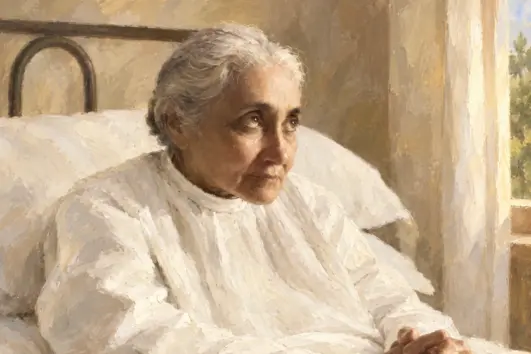 Illustration of Luisa Piccarreta in prayer for the Luisa Piccarreta tour in Corato