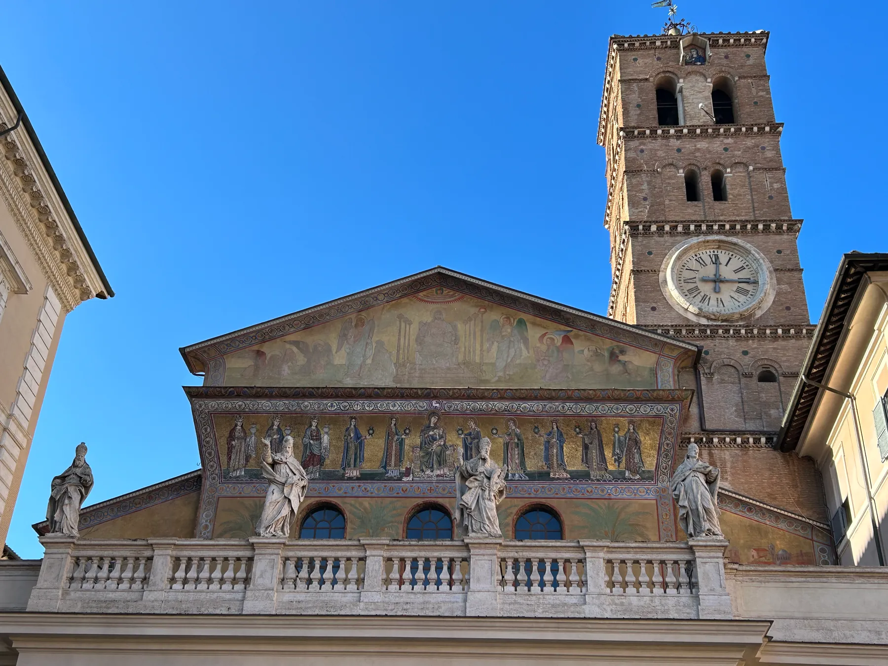 Facade mosaics and bell tower of Santa Maria in Trastevere, Rome