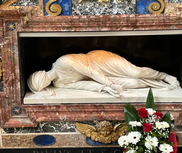 Medieval Rome Walking Tour – Religious Life & Vocation 8 Stefano Maderno's reclining statue of St Cecilia in Santa Cecilia in Trastevere, Rome