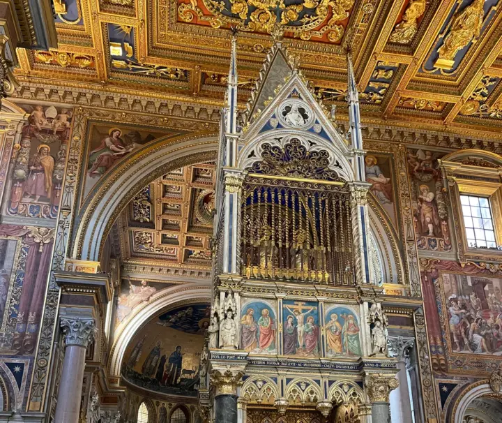 Gothic ciborium and papal altar in St John Lateran, Rome