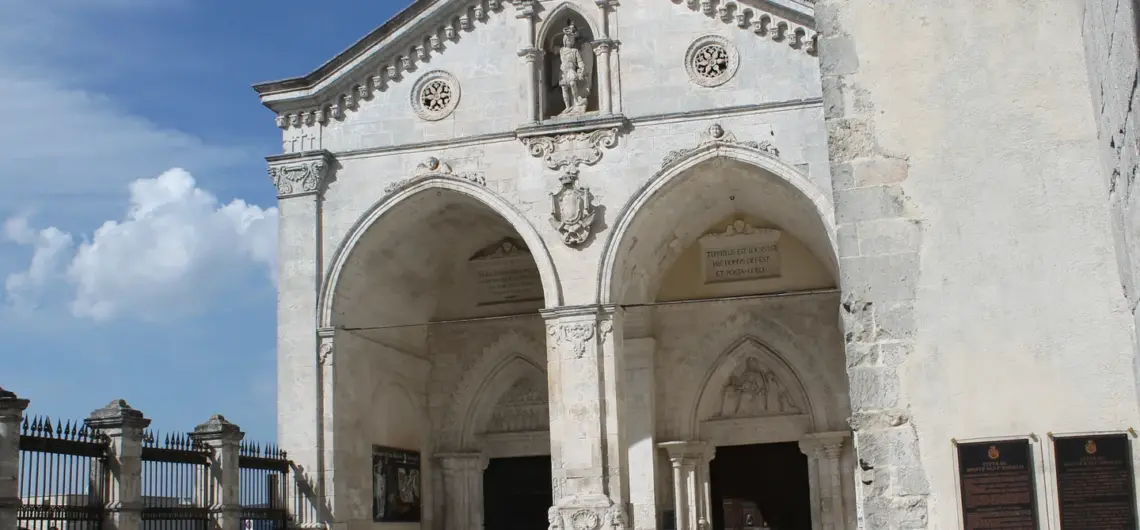 Sanctuary entrance in Monte Sant’Angelo, the meeting point for the St Michael’s Cave tour