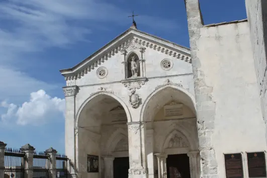 Sanctuary entrance in Monte Sant’Angelo, the meeting point for the St Michael’s Cave tour