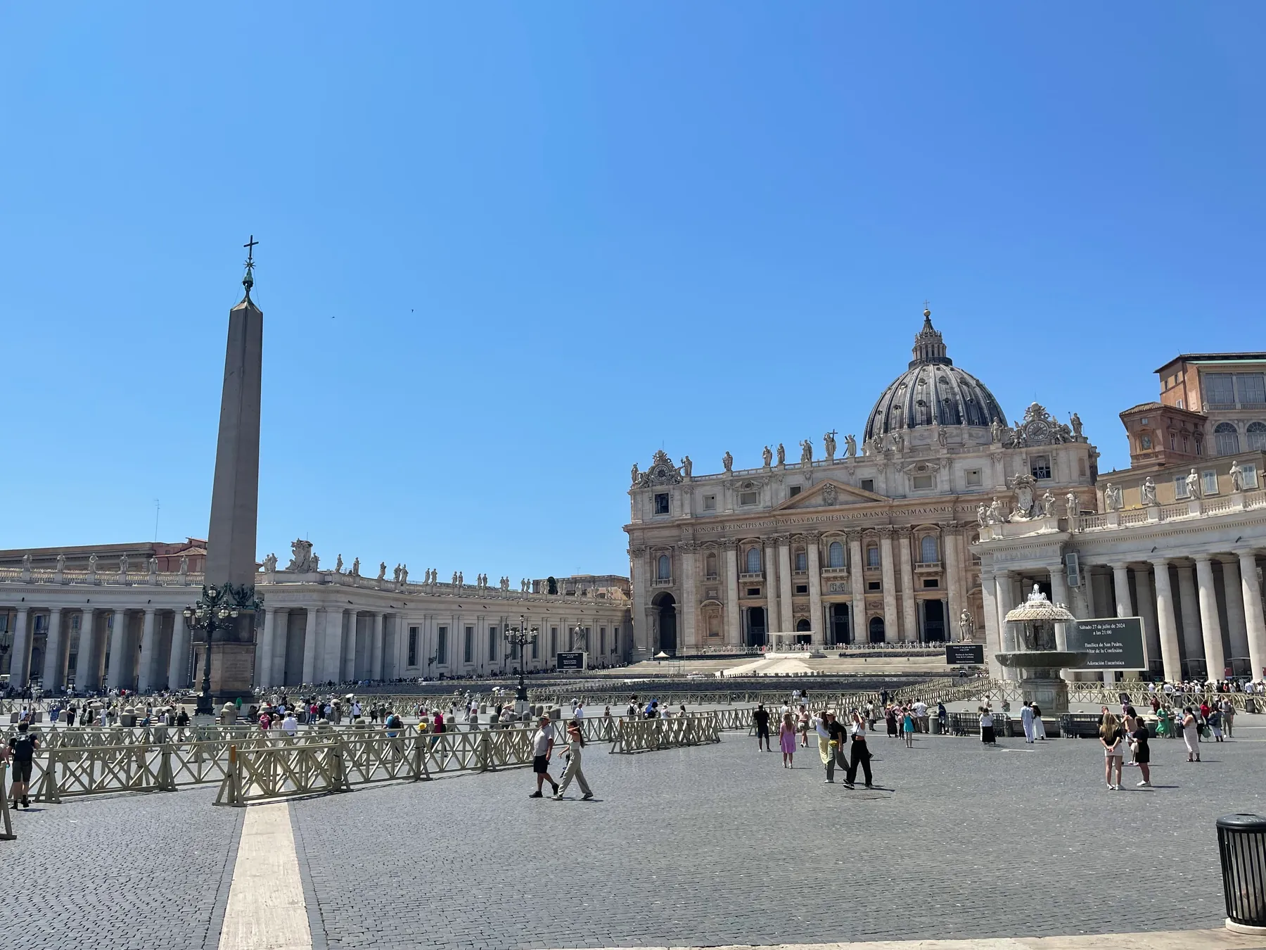 St Peter’s Square with the obelisk and basilica facade, Vatican City